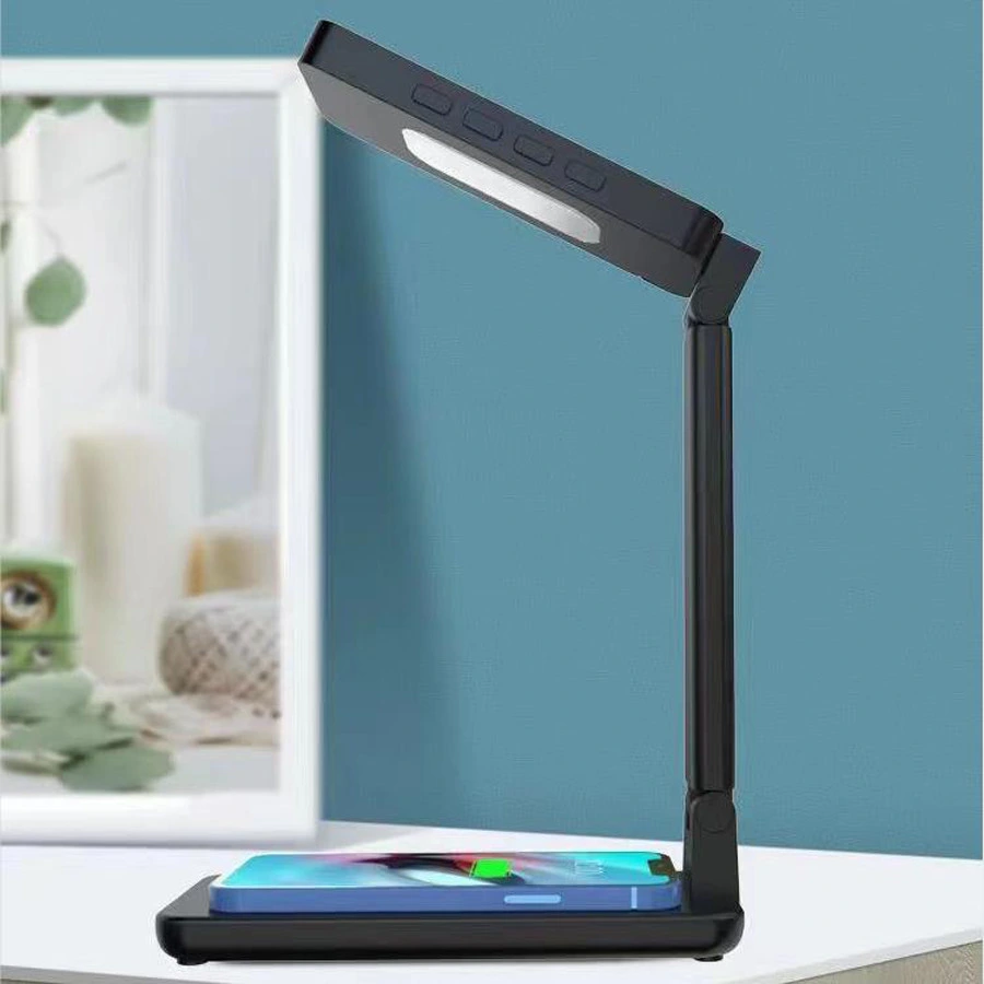 Multifunctional Mobile Phone Fast Wireless Charger Clock LED Table Lamp