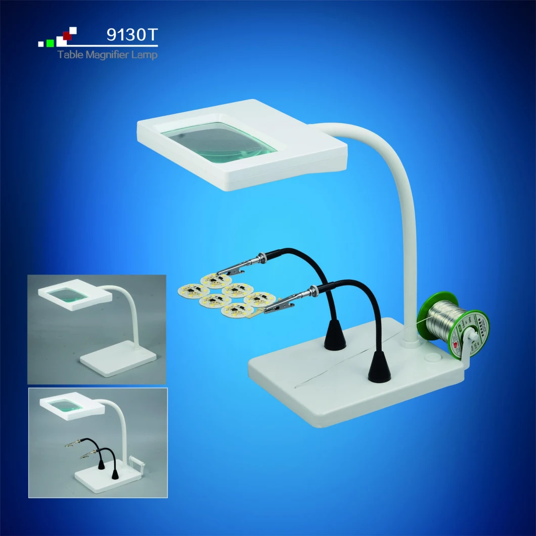 Multifunctional Dimmable LED Table Magnifying Lamp with Metallic Base Magnetic Flexible Arm Clips