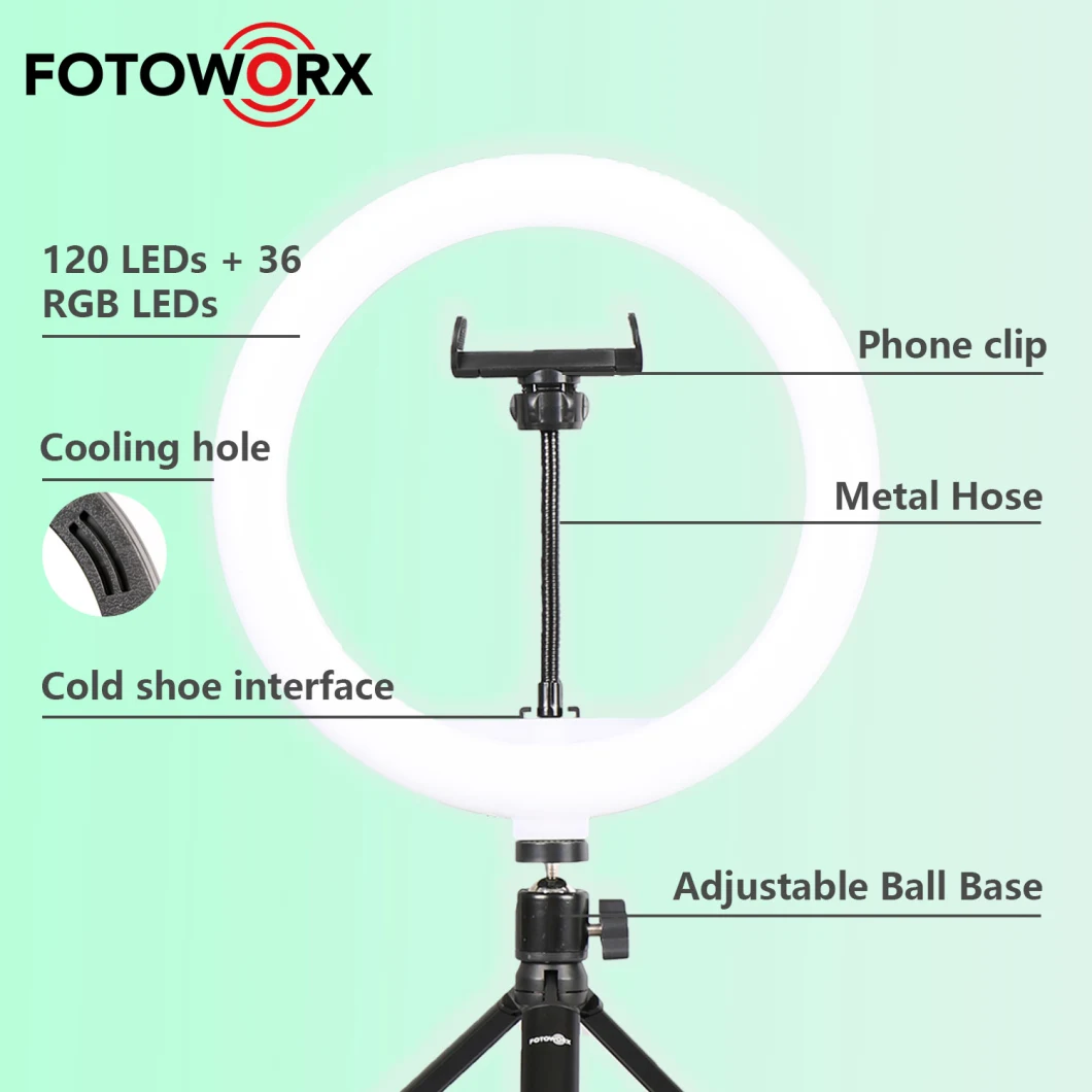 10 Inch RGB Ring Light with Phone Holder Fill Light