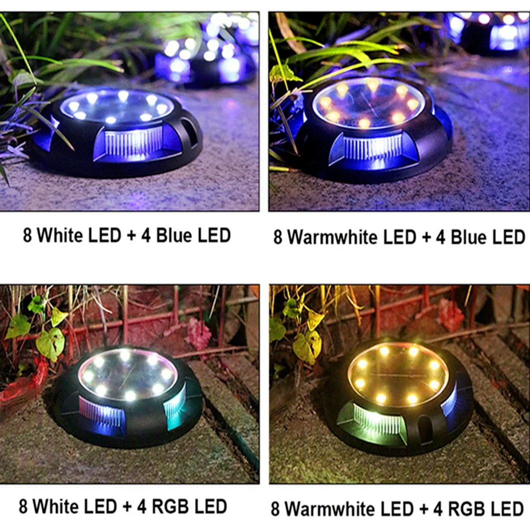 8 LED Waterproof Colourful RGB Solar Buried Ground Light Outdoor Garden Lamp