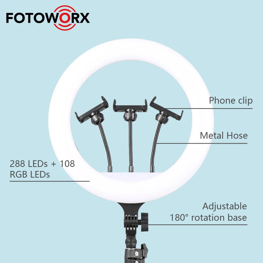 18 Inch RGB Ring Light with Phone Holder for Live Streaming