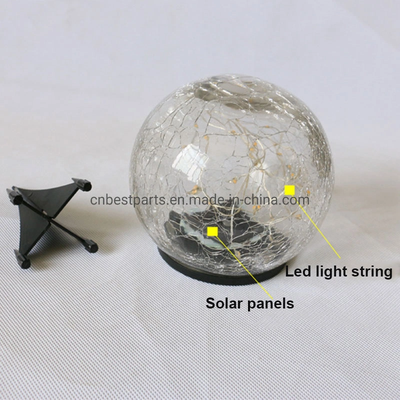 Solar Power Garden Cracked Glass Ball LED Waterproof Ground Lamp