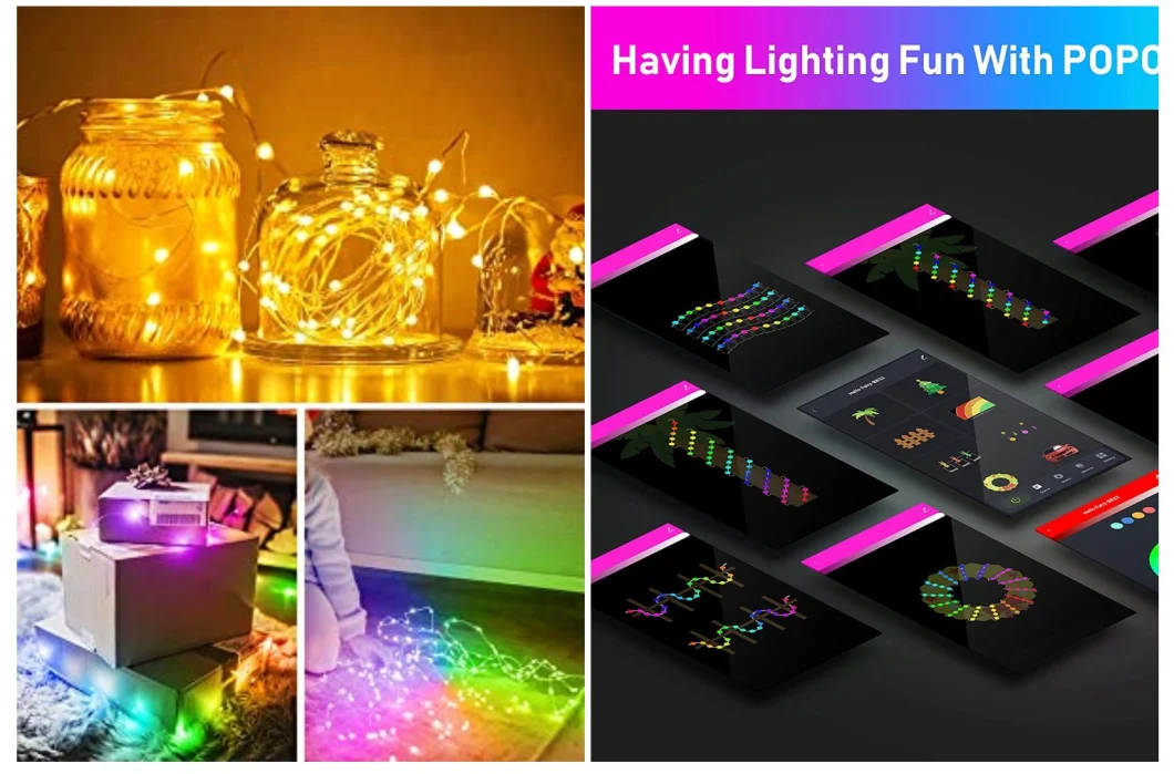 RGB Color Changing Musical Voice APP Scene Control Fairy 16FT/5m Smart Halloween Christmas Twinkle Decoration String Lights