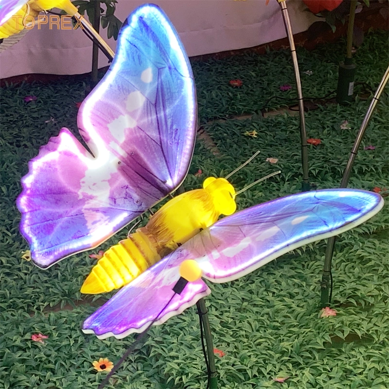 2% off Outdoor Colorful Decorative LED Lights Dynamic Flying Butterfly Flower Garden Light