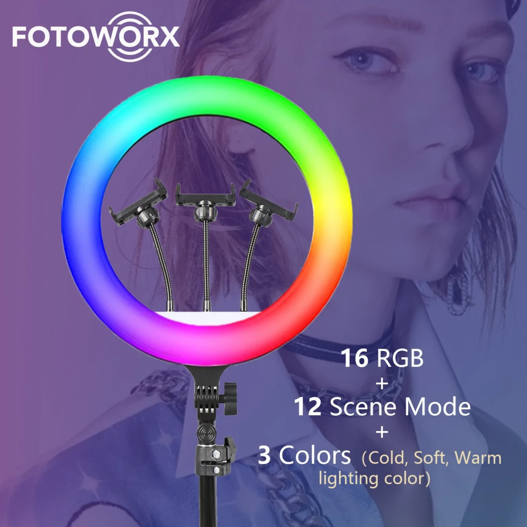 18 Inch RGB Ring Light with for Phone Camera Vlog Streaming