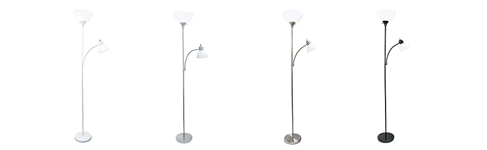Brushed Nickel Mother-Daughter Floor Lamp with Reading Light