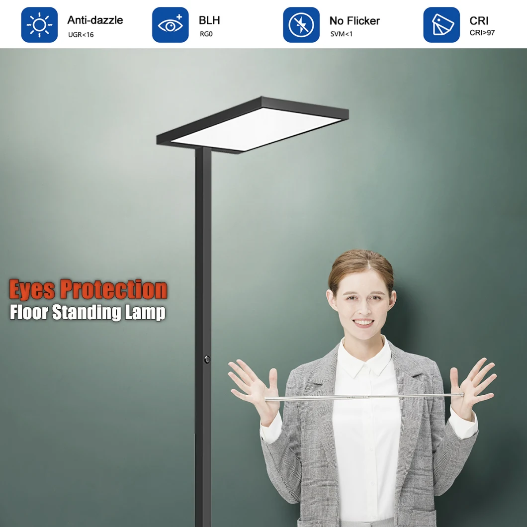Floor Light Cmn Brand Heavy Duty Europe Office Floor Standing Lamp with Daylight Sensor and Motion Sensor, Ugr&lt;16, CRI&gt;95