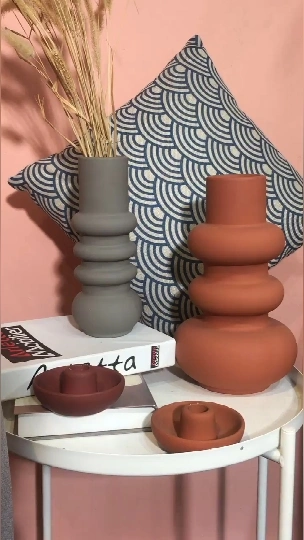 Wholesale Modern Church Wedding Decor Matte Morandi Color Bowl Shape Ceramic Candle Holder