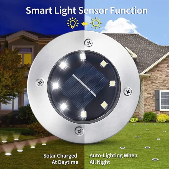 Ground Plug Lamp 8 LED Lawn Lamp Outdoor Waterproof IP44 5W 2V Solar Garden Lamp