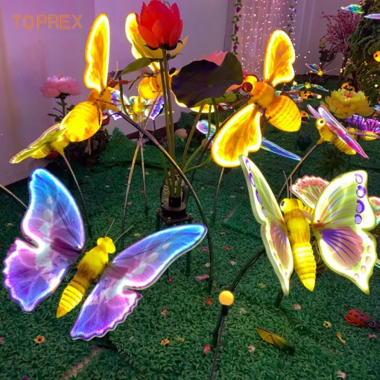 2% off Outdoor Colorful Decorative LED Lights Dynamic Flying Butterfly Flower Garden Light