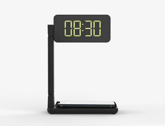 Multifunctional Mobile Phone Fast Wireless Charger Clock LED Table Lamp